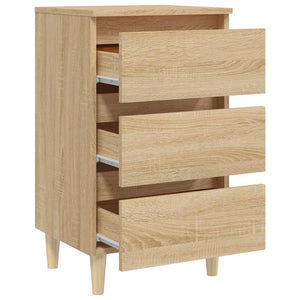 vidaXL Bed Cabinet with Solid Wood Legs Sonoma Oak 40x35x69 cm