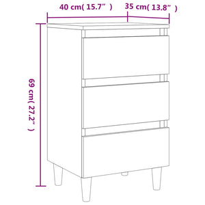 vidaXL Bed Cabinet with Solid Wood Legs Sonoma Oak 40x35x69 cm