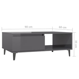 vidaXL Coffee Table High Gloss Grey 90x60x35 cm Engineered Wood