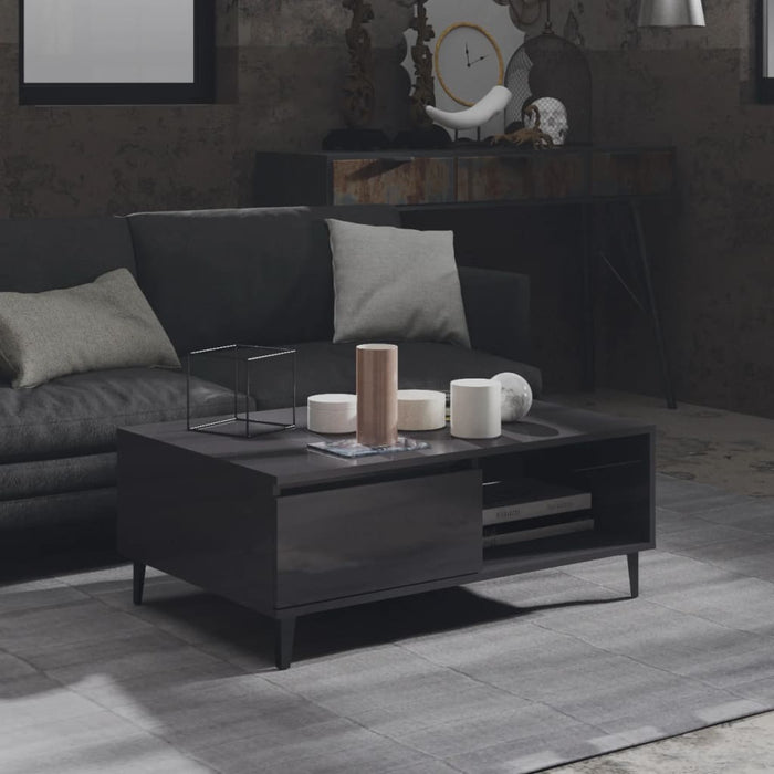 vidaXL Coffee Table High Gloss Grey 90x60x35 cm Engineered Wood