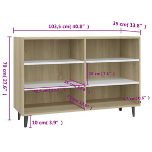 vidaXL Sideboard White and Sonoma Oak 103.5x35x70 cm Engineered Wood