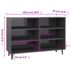 vidaXL Sideboard High Gloss Grey 103.5x35x70 cm Engineered Wood