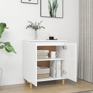 vidaXL Sideboard with Solid Wood Legs White 60x35x70 cm Engineered Wood