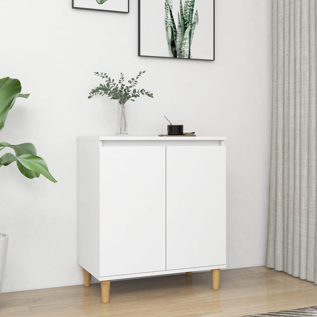 vidaXL Sideboard with Solid Wood Legs White 60x35x70 cm Engineered Wood