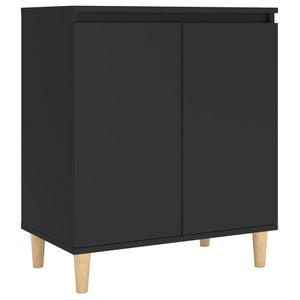 vidaXL Sideboard with Solid Wood Legs Black 60x35x70 cm Engineered Wood