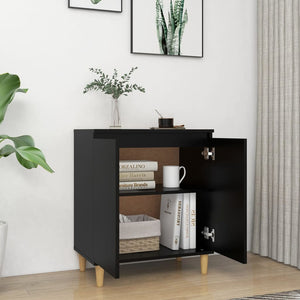 vidaXL Sideboard with Solid Wood Legs Black 60x35x70 cm Engineered Wood