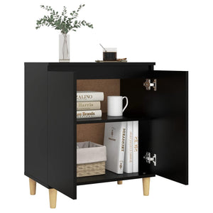 vidaXL Sideboard with Solid Wood Legs Black 60x35x70 cm Engineered Wood