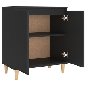 vidaXL Sideboard with Solid Wood Legs Black 60x35x70 cm Engineered Wood