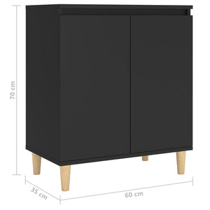 vidaXL Sideboard with Solid Wood Legs Black 60x35x70 cm Engineered Wood