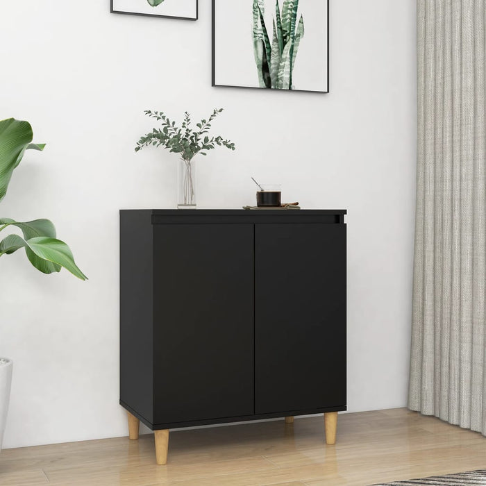 vidaXL Sideboard with Solid Wood Legs Black 60x35x70 cm Engineered Wood