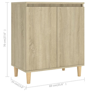 vidaXL Sideboard with Solid Wood Legs Sonoma Oak 60x35x70 cm Engineered Wood