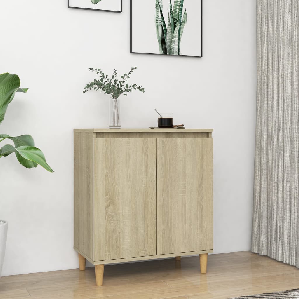 vidaXL Sideboard with Solid Wood Legs Sonoma Oak 60x35x70 cm Engineered Wood