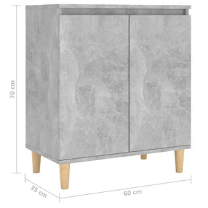 vidaXL Sideboard&Solid Wood Legs Concrete Grey 60x35x70 cm Engineered Wood