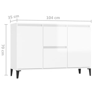 vidaXL Sideboard High Gloss White 104x35x70 cm Engineered Wood