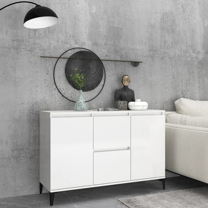 vidaXL Sideboard High Gloss White 104x35x70 cm Engineered Wood