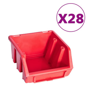 vidaXL 141 Piece Storage Bin Kit with Wall Panels Red and Black