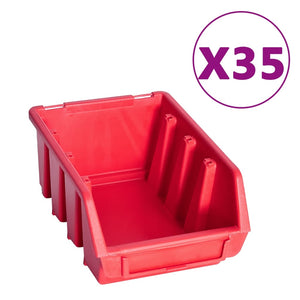 vidaXL 141 Piece Storage Bin Kit with Wall Panels Red and Black