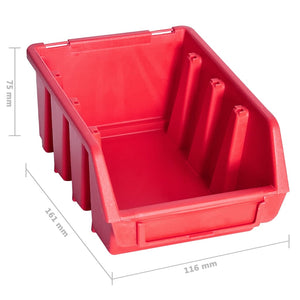 vidaXL 141 Piece Storage Bin Kit with Wall Panels Red and Black