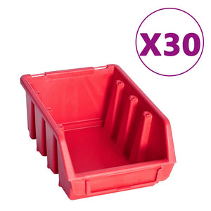 vidaXL 136 Piece Storage Bin Kit with Wall Panels Red and Black