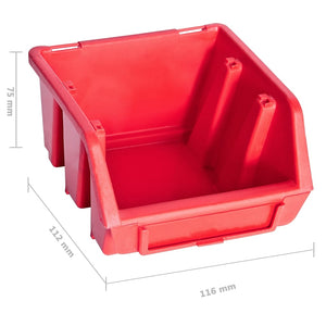 vidaXL 136 Piece Storage Bin Kit with Wall Panels Red and Black