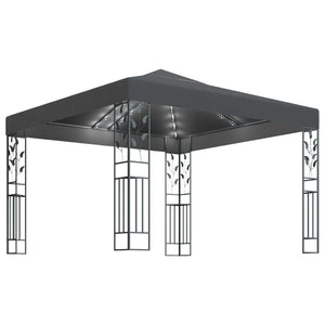 vidaXL Gazebo with LED String Lights 3x3 m Anthracite