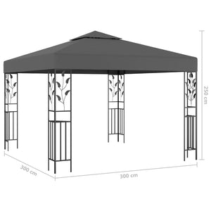 vidaXL Gazebo with LED String Lights 3x3 m Anthracite