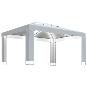 vidaXL Gazebo with LED String Lights White 3x4 m