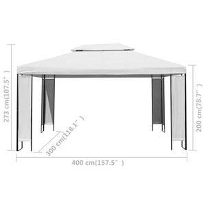 vidaXL Gazebo with LED String Lights White 3x4 m