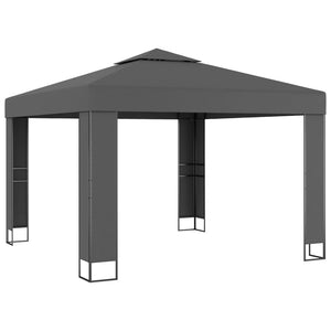 vidaXL Gazebo with Double Roof&LED String Lights 3x3 m Anthracite