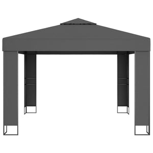 vidaXL Gazebo with Double Roof&LED String Lights 3x3 m Anthracite