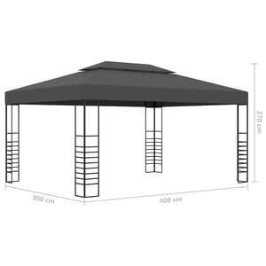 vidaXL Gazebo with LED String Lights 3x4 m Anthracite