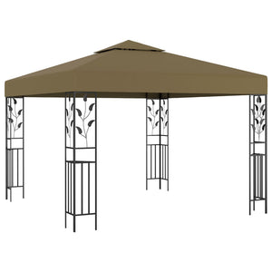 vidaXL Gazebo with LED String Lights 3x3 m Taupe