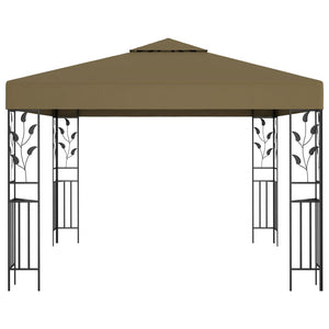 vidaXL Gazebo with LED String Lights 3x3 m Taupe