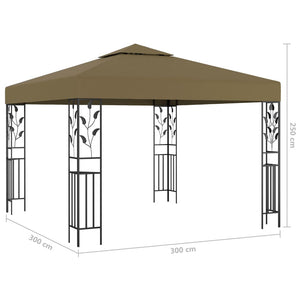 vidaXL Gazebo with LED String Lights 3x3 m Taupe