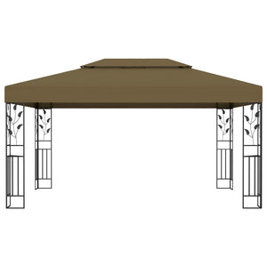 vidaXL Gazebo with Double Roof&LED String Lights 3x4 m Taupe