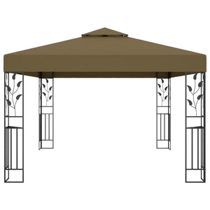 vidaXL Gazebo with Double Roof&LED String Lights 3x4 m Taupe