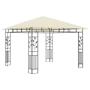 vidaXL Gazebo with Mosquito Net&LED String Lights 3x3x2.73 m Cream