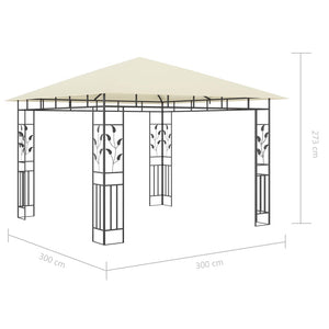 vidaXL Gazebo with Mosquito Net&LED String Lights 3x3x2.73 m Cream