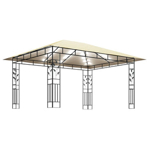 vidaXL Gazebo with Mosquito Net&LED String Lights 4x3x2.73 m Cream