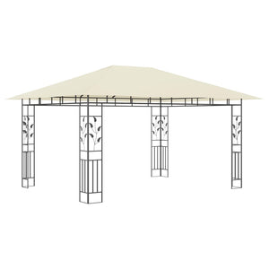 vidaXL Gazebo with Mosquito Net&LED String Lights 4x3x2.73 m Cream