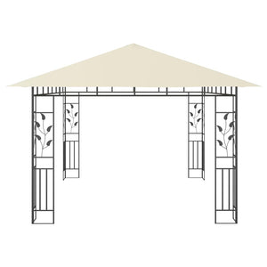 vidaXL Gazebo with Mosquito Net&LED String Lights 4x3x2.73 m Cream