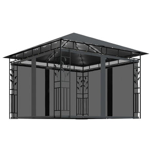 vidaXL Gazebo with Mosquito Net&LED String Lights 3x3x2.73m Anthracite