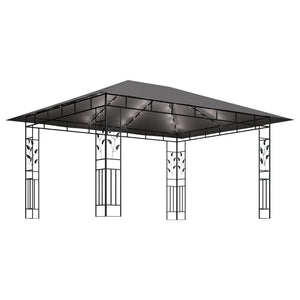 vidaXL Gazebo with Mosquito Net&LED String Lights 4x3x2.73m Anthracite