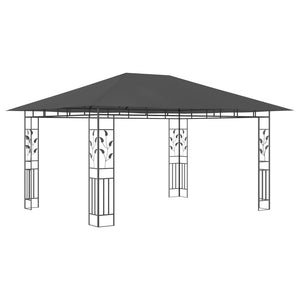 vidaXL Gazebo with Mosquito Net&LED String Lights 4x3x2.73m Anthracite