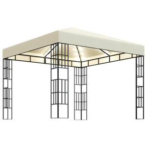 vidaXL Gazebo with LED String Lights 3x3 m Cream