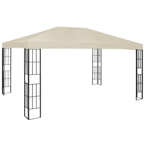 vidaXL Gazebo with LED String Lights 3x4 m Cream