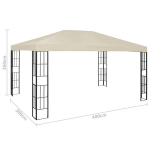 vidaXL Gazebo with LED String Lights 3x4 m Cream