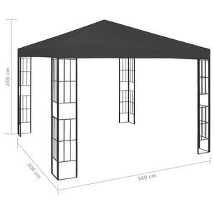 vidaXL Gazebo with LED String Lights 3x3 m Anthracite