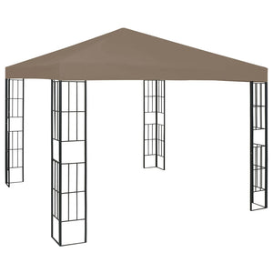 vidaXL Gazebo with LED String Lights 3x3 m Taupe