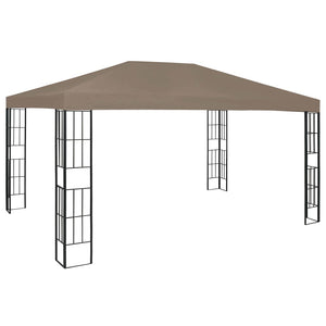 vidaXL Gazebo with LED String Lights 4x3 m Taupe